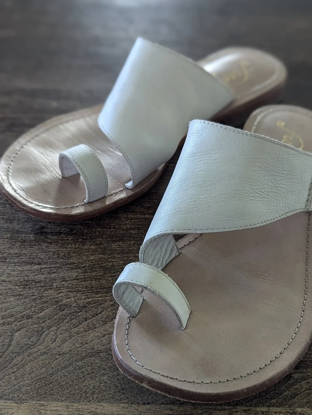 Free People Leather Slides Sandals Women's 39 Boho Minimal